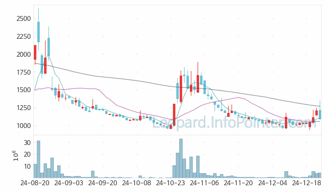 이렘 주가 및 거래량 일봉 캔들 차트 2024.12.24